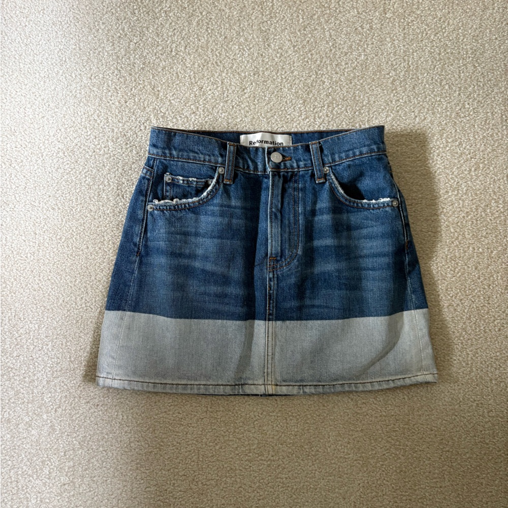 Reformation Classic Blue Denim Skirt